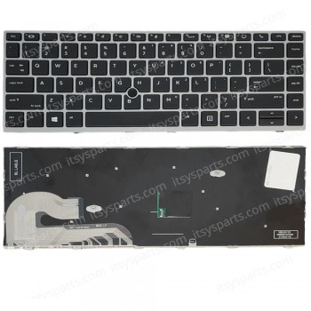 Laptop Keyboard for HP EliteBook 745 840 846 G5 G6 L14377-001 L14379-001 US Pointer Black with Silver Frame ( SKU.40906US ) 