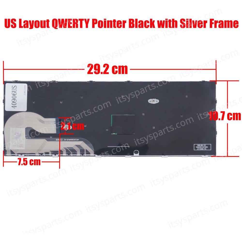 Laptop Keyboard for HP EliteBook 745 840 846 G5 G6 L14377-001 L14379-001 US Pointer Black with Silver Frame ( SKU.40906US ) 