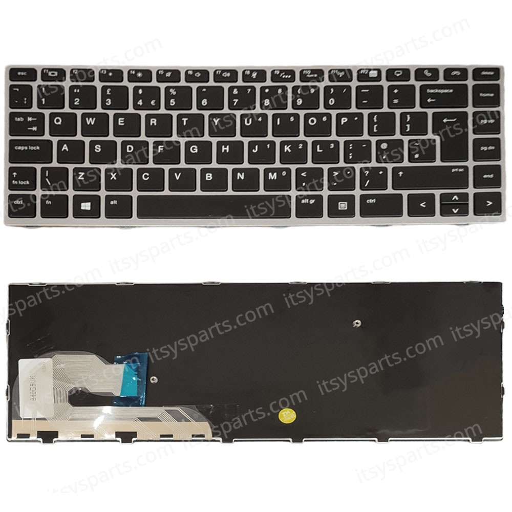 Keyboard Laptop Keyboard for HP EliteBook 840 G5 846 G5 745 G5 UK Silver Frame No Pointer OEM(Ref.40906UKNOPOINTER) 