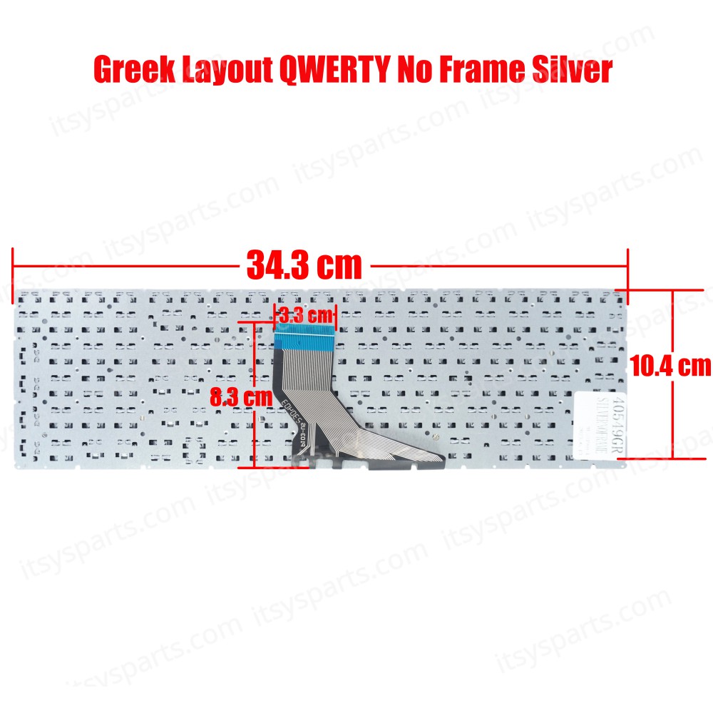 Laptop Keyboard - keyboard for HP 15-DA0032NV 15-DA0052NV 15-DA0102NV 15-DA1012NV 15-DA1032NV 15-DA0053NV 15-DA0093NV (Ref.40549GRSILVERNOFRAME)