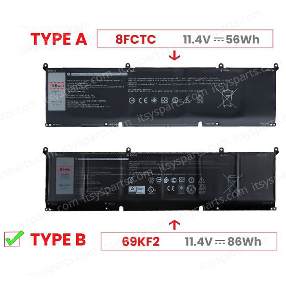 Laptop Battery - Battery for Dell Alienware M15 R3 R4 R5 R6 R7 R7 AMD 11.4V 86Wh 7543mAh P87F002 P100F 69KF2 070N2F P45E 8FCTC P45E001 P100F001 P91F P91F001 P91F002 ( Code 1-BAT0469 )