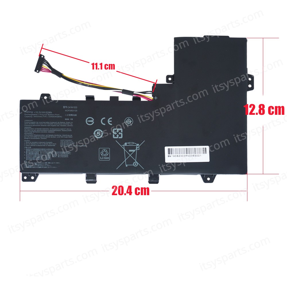 Laptop Battery - Battery for Asus ZenBook Flip UX560UQ UX560UX C41N1533 4ICP3/63/120 15.2V 52Wh 3450mAh with 8pins ( Ref.1-BAT0459 )