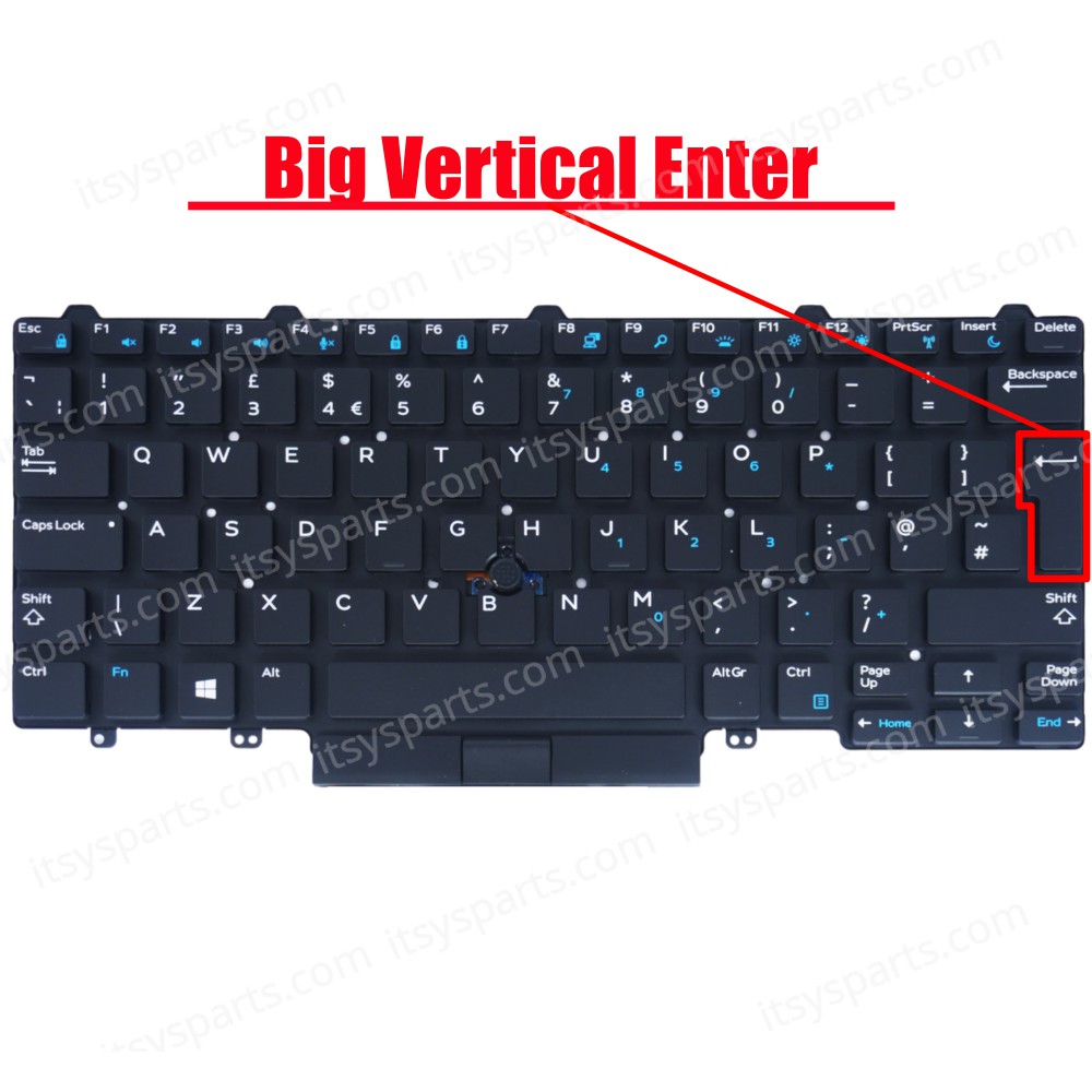 Keyboard - Laptop Keyboard for Dell Latitude E5450 E5470 5480 5490 E7450 E7470 7480 7490 Dual Point 09FFCM 9FFCM SN7230BL 04JPX1 UK Backlight Pointer Black ( Code 40373UKBLPOINTER )
