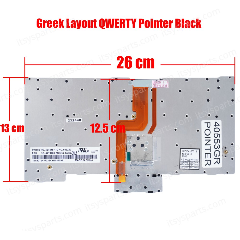Greek Laptop Keyboard for Lenovo Thinkpad X60 X60s X61 X61s 39T7234 39T7265 KS89 KYX6A 42T3489 GR Black Pointer ( Code 40553GRPOINTER )