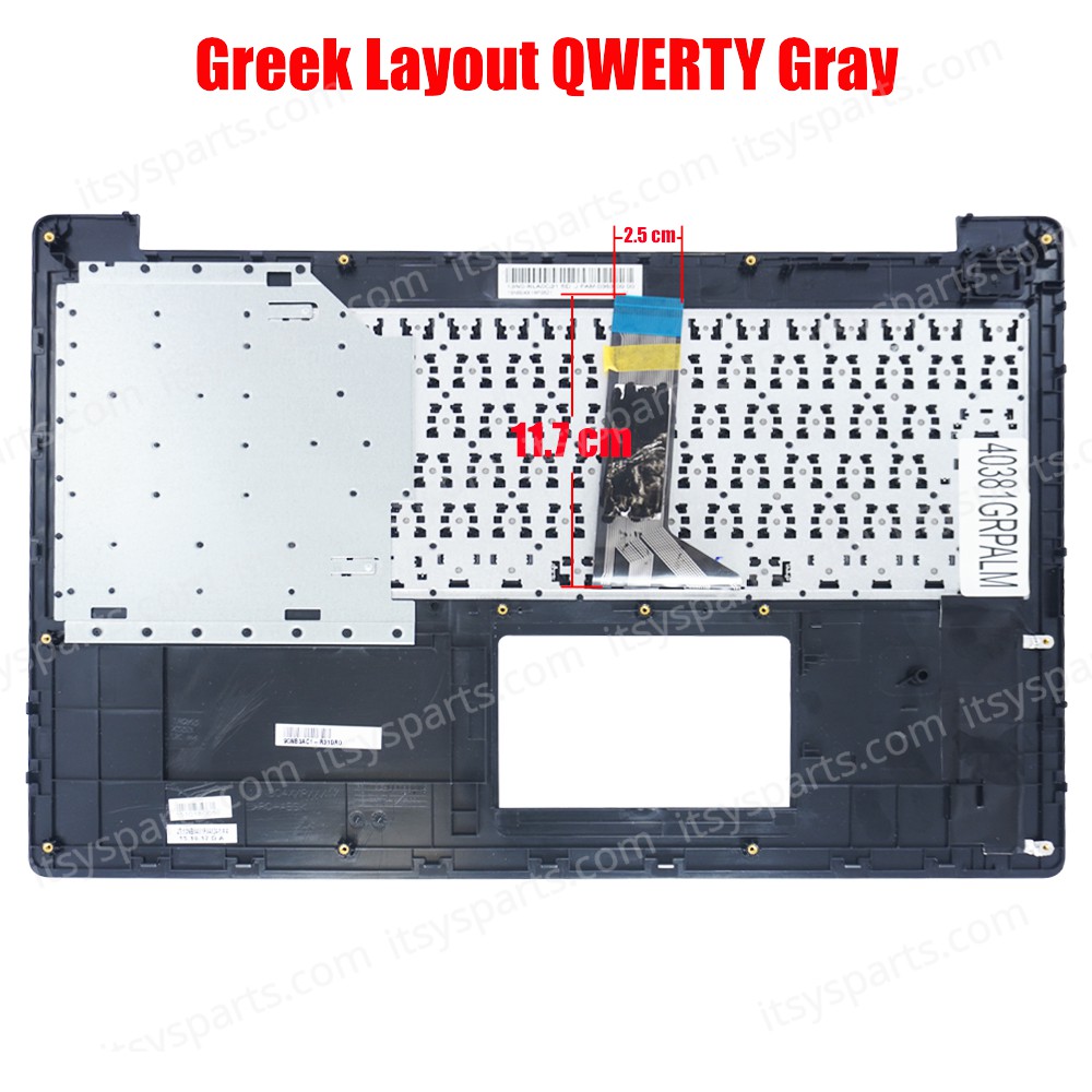 Greek Laptop Keyboard Palmrest for Asus Notebook X Series X553SA X553MA 13NBO04XLP04024-1 13NB04I1P05012-1 X751LD-TY052H 0KNB0-612RUS00 NSK-USA0L GR Gray ( Ref.40381GRPALM )