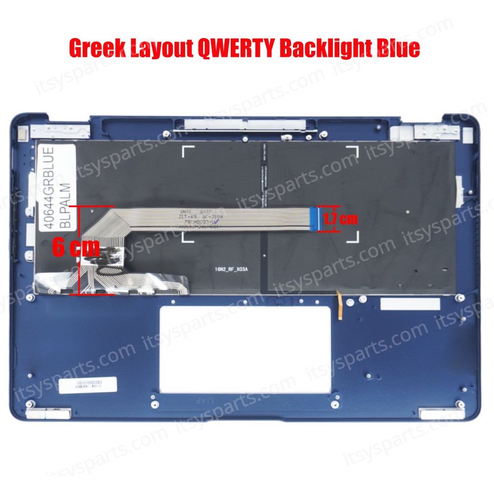 Greek Laptop Keyboard Palmrest for Asus ZenBook Flip S UX370 UX370UA UX370UAF UX370UAR GR Backlit Dark blue ( Ref.No.40644GRBLUEBLBLPALM )