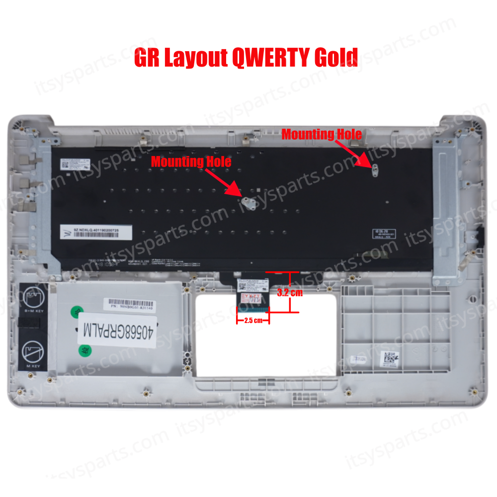 Greek Laptop Keyboard Palmrest for Asus VivoBook 15 X510UA X510UA X510UQ F510UA S510 X510UR X510UN X510UF X510QR X510QA GR Gold ( Ref.40568GRPALM )