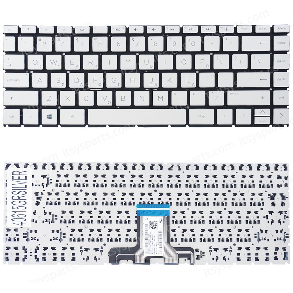 Keyboard Greek - Greek Laptop Keyboard for HP 14-CE0014TU 14-CE0035TX 14-CE0015TU 14-CE0016TU 14-CD 14-CM 14-DQ 14-DG 9Z.NF2PQ.20L NSK-XM2PQ GR No Frame Silver ( Ref.40615GRSILVER )