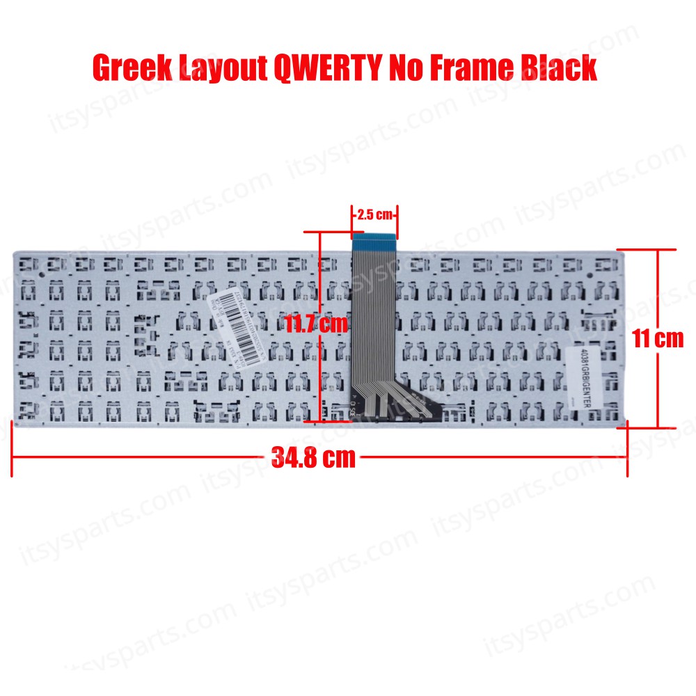 Greek Laptop Keyboard for Asus X555 X555L X554 X553 K501 R557L TP550LA P552LA P553UJ P2540UV 90NX0162-R31US0 OKNB-612RPO00 GR No Frame Black ( Ref.40381GRBIGENTER )