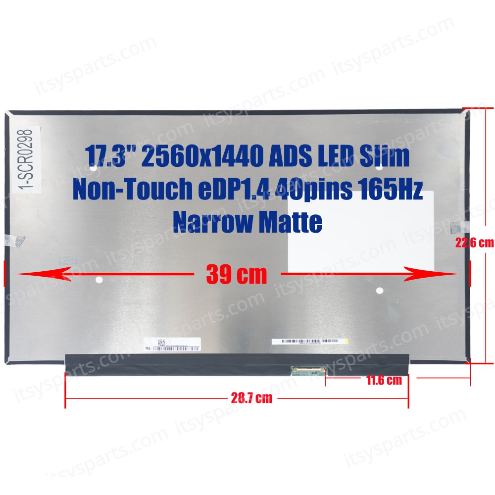 Laptop Monitor - Screen monitor for Asus Notebook G Series G713QY NE173QHM-NY1 V8.1 NE173QHM-NY2 NE173QHM-NY3 NE173QHM-NY5 17.3'' 2560x1440 Quad-HD ADS 100% DCI-P3 10S6P WLED eDP1.4 40pins 165Hz Matte ( Ref.1-SCR0298 )