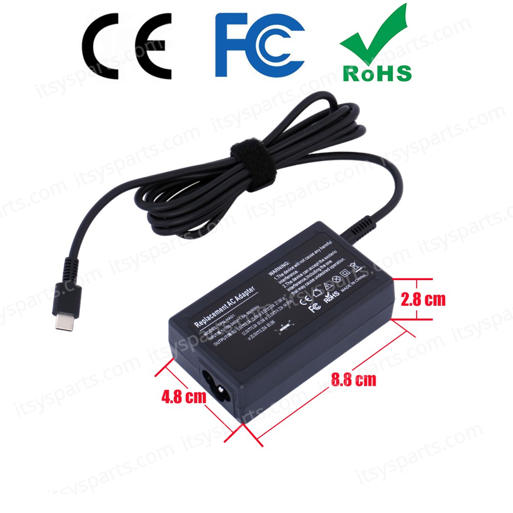 Laptop Power Supply - AC Adapter Charger for HP Spectre X360 13t 15-bl0xx 15-bl1xx 13-ae000 13-aw0xxx 13-ae013dx L65505-003 TPN-DA20 L65505-008 65W 5 - 20V 3.25A Type-C ( Ref.60268 )