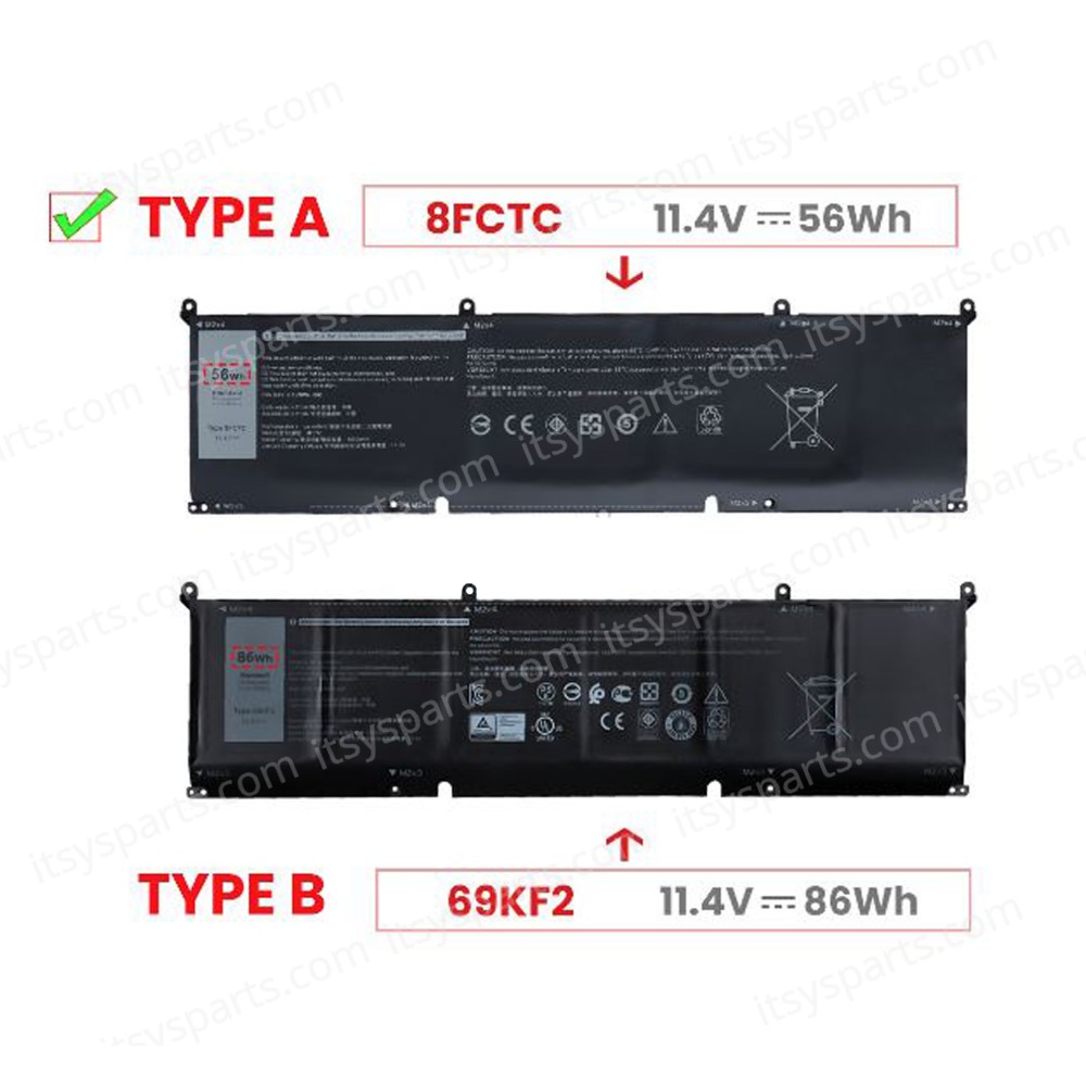 Laptop Battery - Battery for Dell Alienware M15 R3 M17 R3 M15 R4 M17 R4 M15 8FCTC 451-BCPQ 451-BCQH 08FCTC 69KF2 N67M4 P8P1P DVG8M 11.4V 56Wh 4920mAh ( Ref.1-BAT0562 )