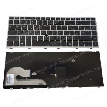 Greek Laptop Keyboard for HP EliteBook 745 840 846 G5 G6 GR L14377-001 L14378-001 L14379-151 GR Pointer Black with Silver Frame ( SKU.40906GRNOBL )
