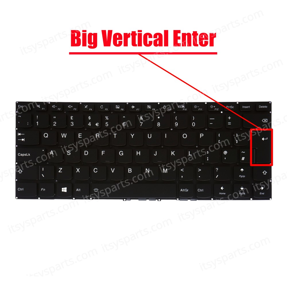 Keyboard - Laptop Keyboard for Lenovo Ideapad 310S-14AST 310S-14IKB 310S-14IKB 310S-14ISK 510S-14IKB 510S-14ISK SN20K82277 SN20K82153 PK131JG3B10 UK No Frame Backlight Black ( Ref.40531UKNOFRAMEBACKLIT )