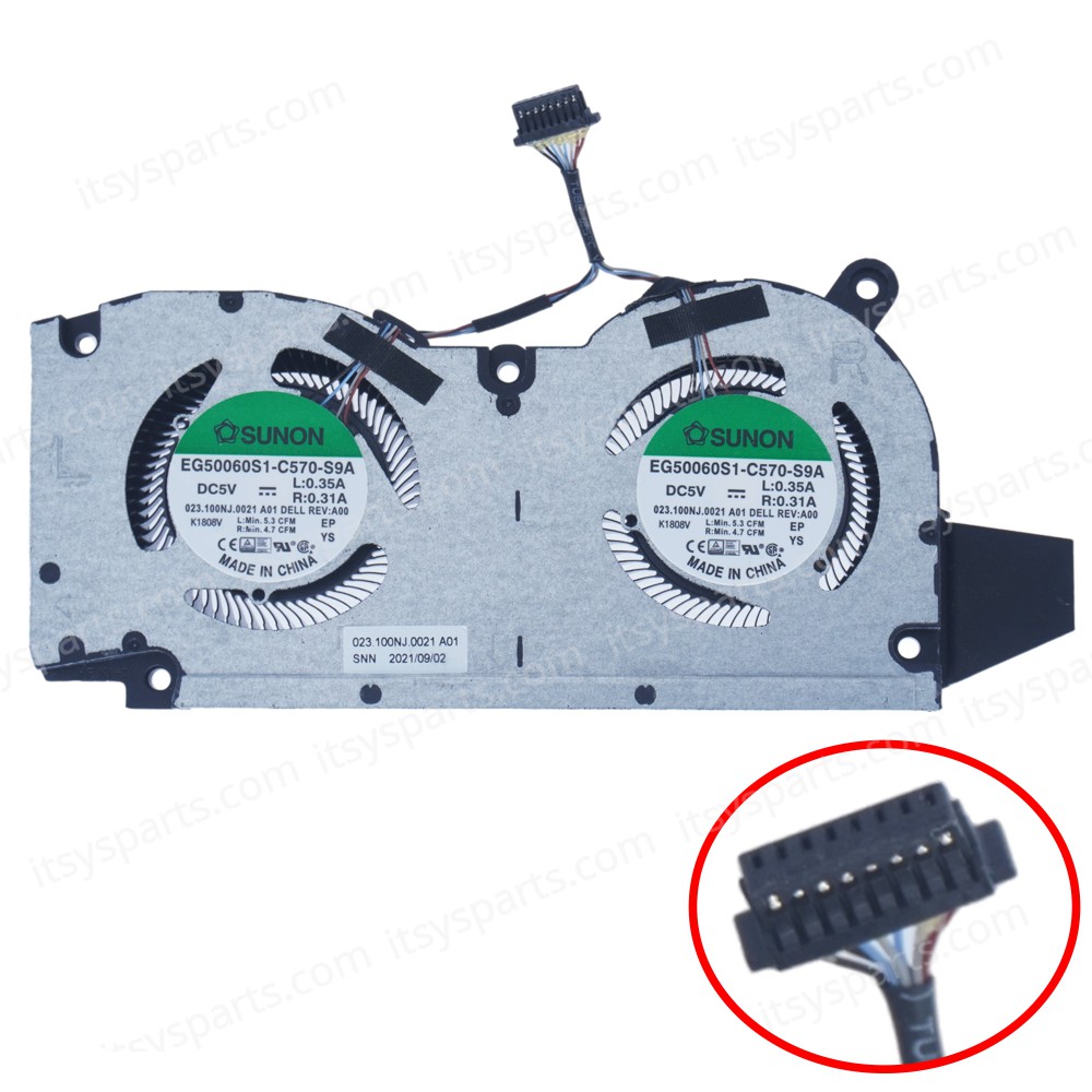 Laptop GPU Cooling Fan for Dell Inspiron 16 Plus 7610 16-7610 023.100NJ.0021 EG50060S1-C570-S9A H1YC7 0H1YC7 RTX 3060 Graphics series 8pin ( SKU.81256 )