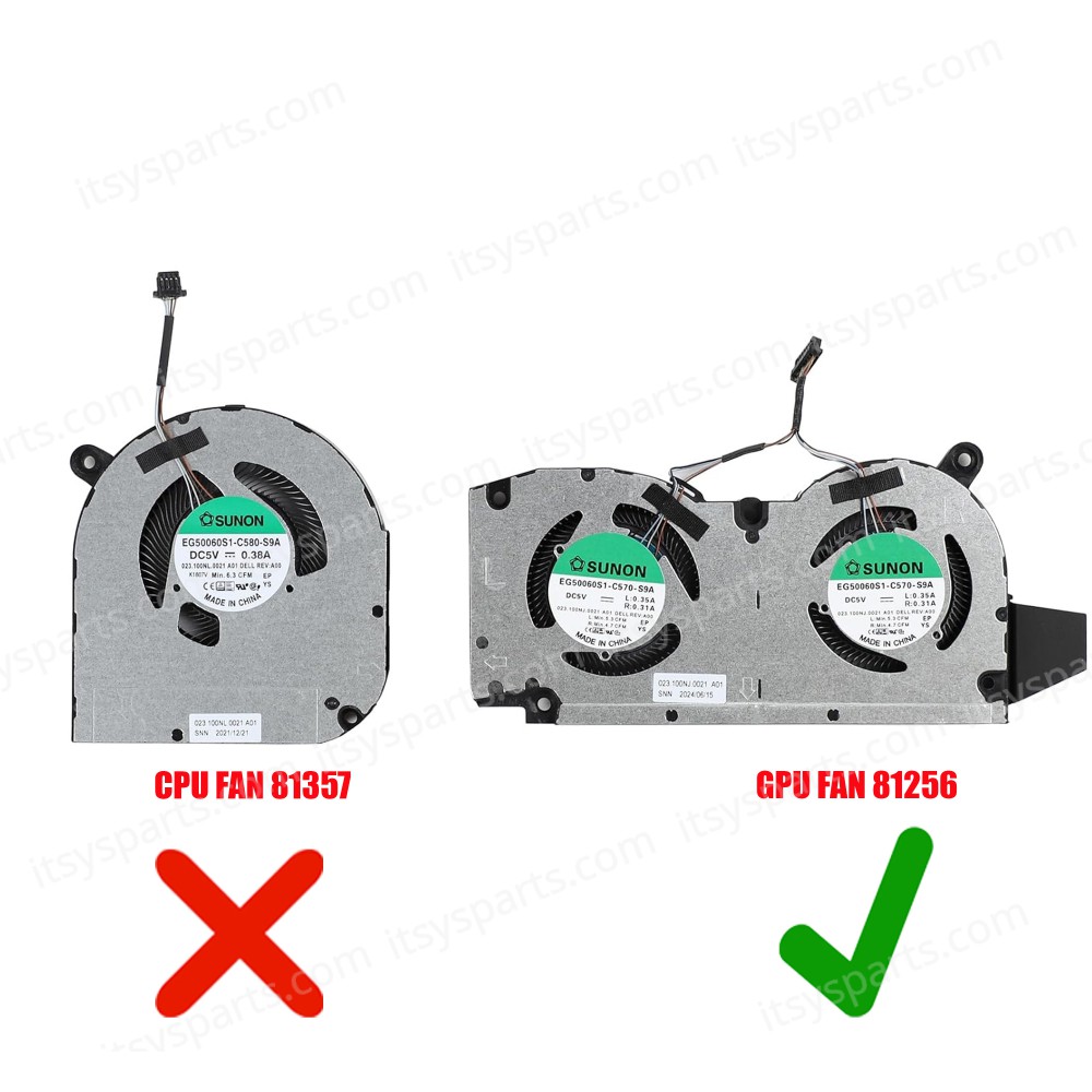 Laptop GPU Cooling Fan for Dell Inspiron 16 Plus 7610 16-7610 023.100NJ.0021 EG50060S1-C570-S9A H1YC7 0H1YC7 RTX 3060 Graphics series 8pin ( SKU.81256 )