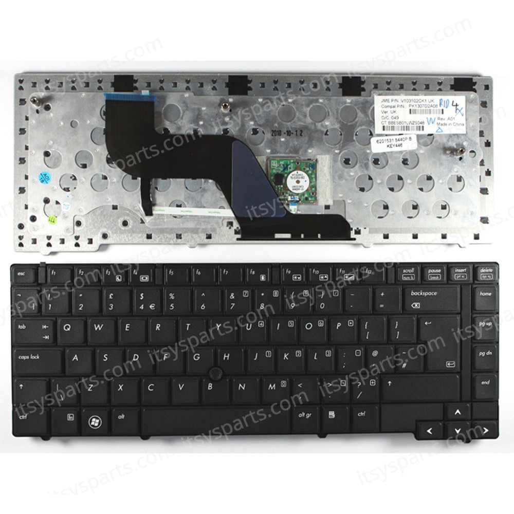Keyboard - Laptop Keyboard for HP EliteBook 8440p - Product number : VV954AV 594052-001 594052-031 594052-041 594052-051 594052-121 UK ( Code 40301UK )