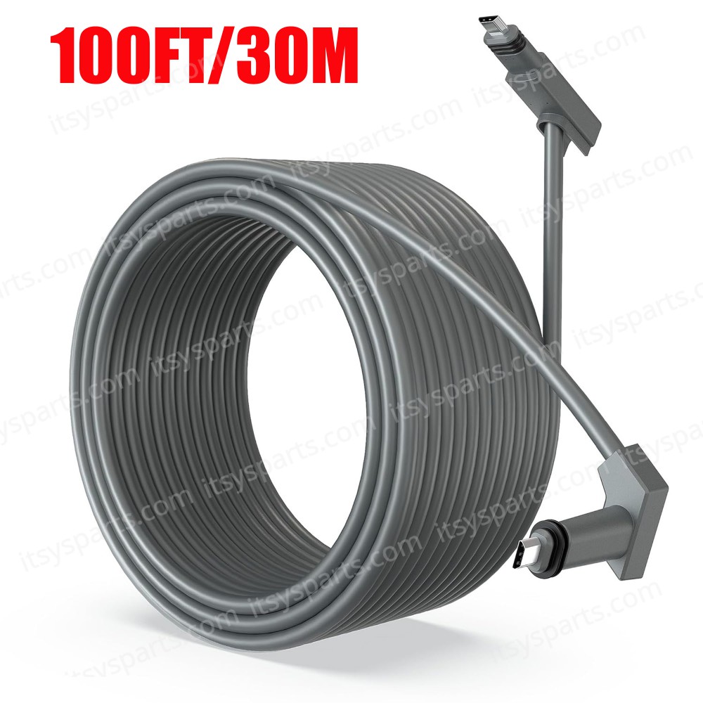 Replacement Cable For Starlink Rectangular Satellite V2 Starlink Cable Extension With End Caps Starlink Accessories Waterproof Gray 100FT/30M 26AWG Wire ( Code 1-PER0017 )