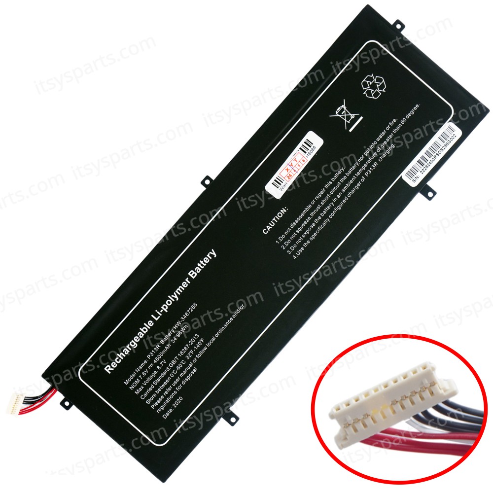 Laptop Battery - Battery for Peaq Notebook Slim S130 S130-CG464IT S130-CA464PT S130-CG464PT 3282122-2S HW-3487265 WTL-3687265 P313R P313 7.6V 34.96Wh 4600mAh with cable 10pins ( Code 1-BAT0663 )