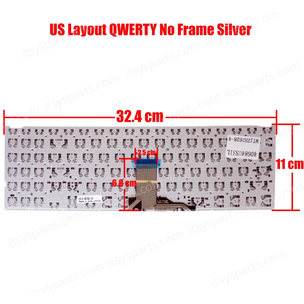 Keyboard - Laptop Keyboard for Asus VivoBook 15 M515 M515D M515DA M515DAP M515UA R515L R515SA R515MA D515 D515D D515DA D515U D515UA US No Frame Silver ( SKU.40684USSIL )