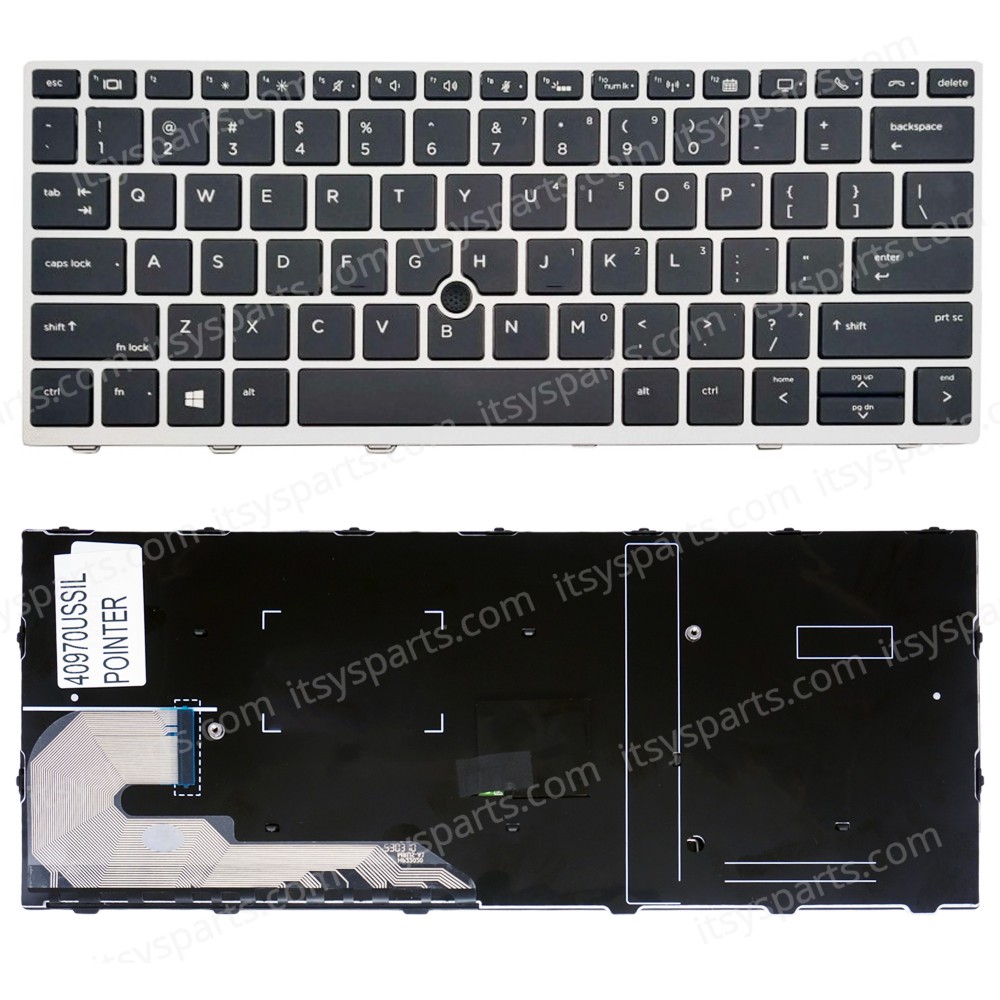 Keyboard - Laptop Keyboard for HP EliteBook 735 G5 735 G6 830 G5 836 G5 830 G6 730 G6 730 G5 L13697-001 L13698-001 L14378-001 US Silver Frame Pointer Black ( Code 40970USSILPOINTER )