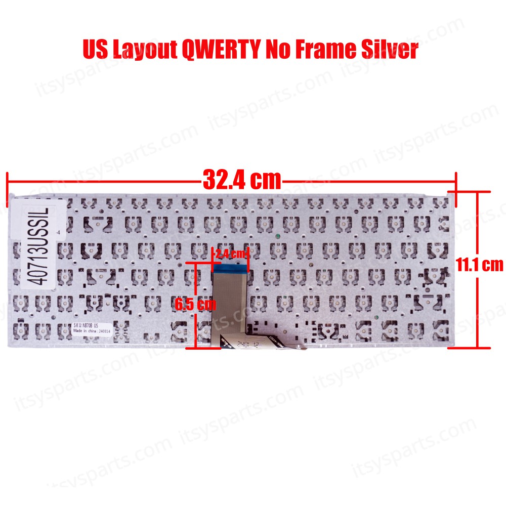Keyboard - Laptop Keyboard for Asus Vivobook 15 X512 X512D X512DA X512F X512FA X512U X512UA X512UB S512FB Y5200F 90NB0KR2-R32US1 US No Frame Silver ( Ref.No.40713USSIL )
