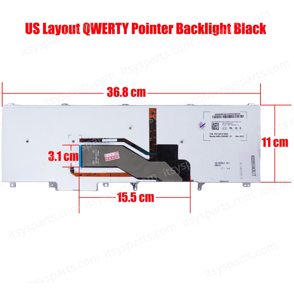 Laptop Keyboard for Dell Latitude E5520 E5530 E6520 Precision M4600 M4700 M6600 US BLACK Backlit Trackpoint ( SKU.40028USBACKLIT )