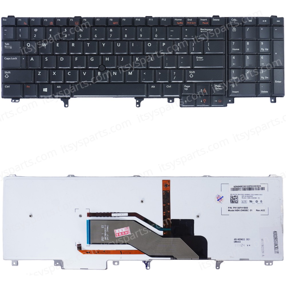 Laptop Keyboard for Dell Latitude E5520 E5530 E6520 Precision M4600 M4700 M6600 US BLACK Backlit Trackpoint ( SKU.40028USBACKLIT )