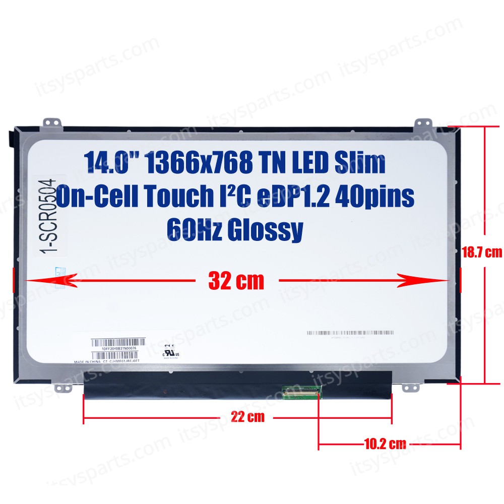 Laptop Screen monitor for HP Chromebook 14-DB 14-db0025nr NT140WHM-T01 V8.0 L46553-001 14.0" 1366x768 HD WXGA LED TN 45% NTSC Slim On-Cell Touch I²C eDP1.2 40pins 60Hz Glossy ( SKU.1-SCR0504 )
