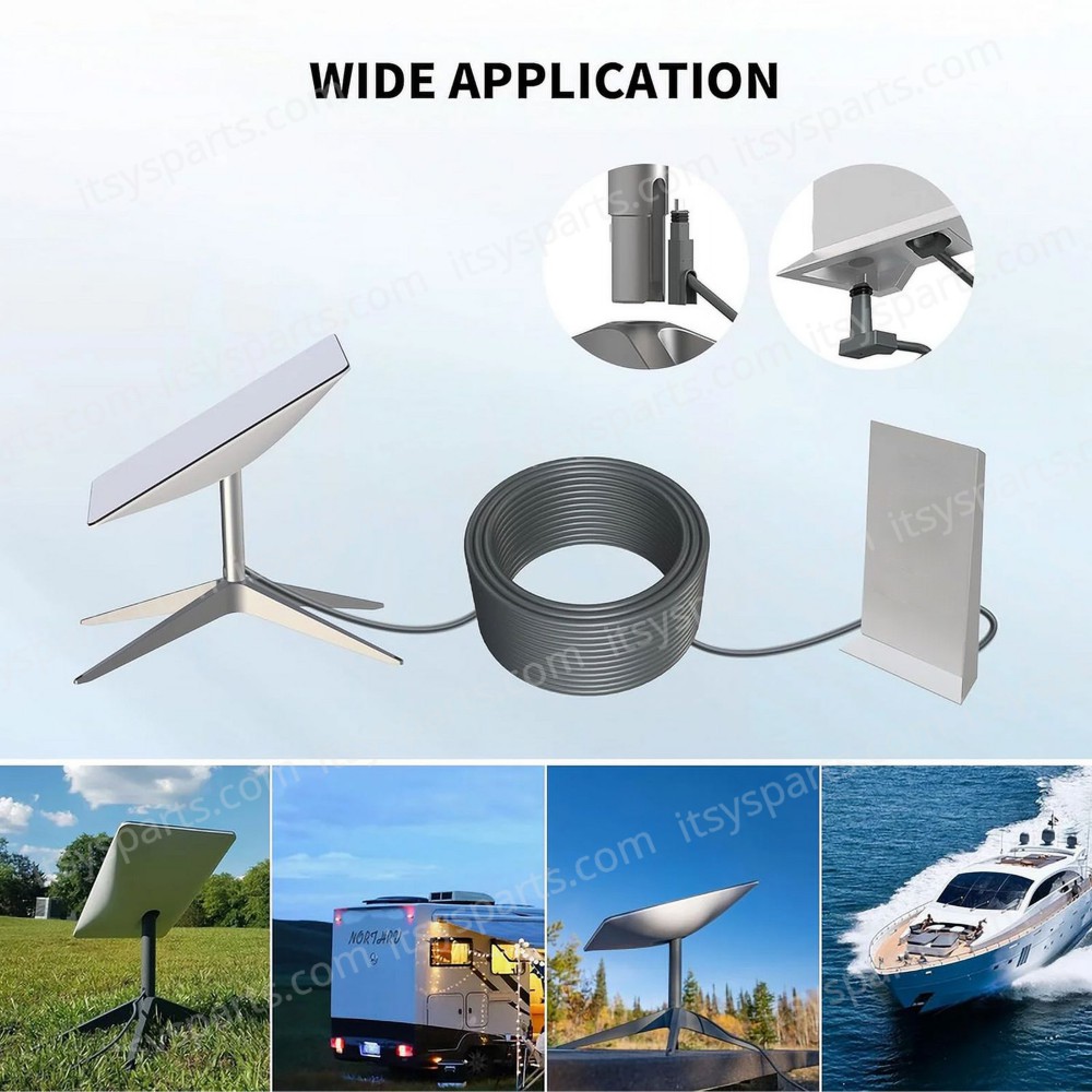 Replacement Cable For Starlink Rectangular Satellite V2 Starlink Cable Extension With End Caps Starlink Accessories Waterproof Gray 15FT/4.6M ( SKU.1-PER0028 )