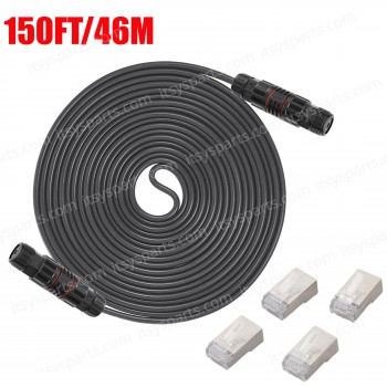 Starlink Replacement Extension Cable 150-foot cable extends to 225 feet Built-in Shielding Oxygen-Free Copper IP68 Waterproof supports 1000M protocols Gray 150FT/46M ( SKU.1-PER0026 )