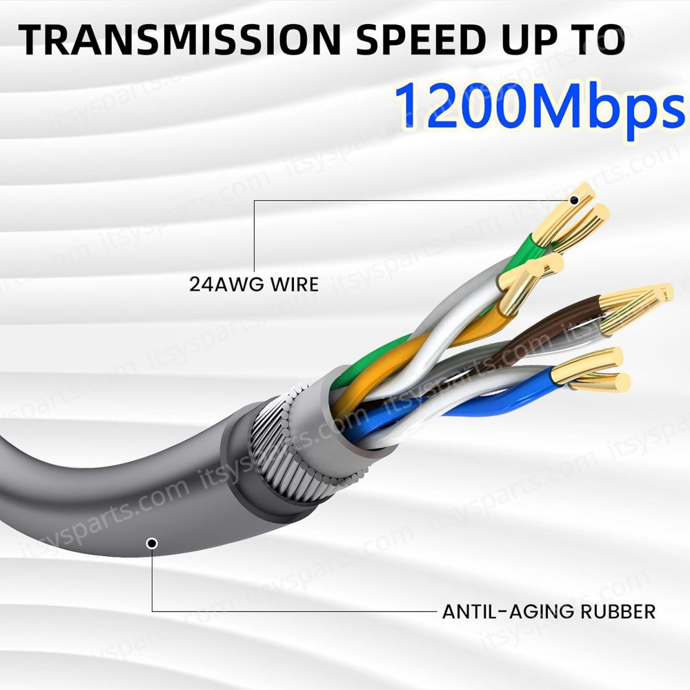 Replacement Cable For Starlink Rectangular Satellite V2 Starlink Cable Extension With End Caps Starlink Accessories Waterproof Gray 6FT/1.8M 24AWG Wire ( SKU.1-PER0031 )