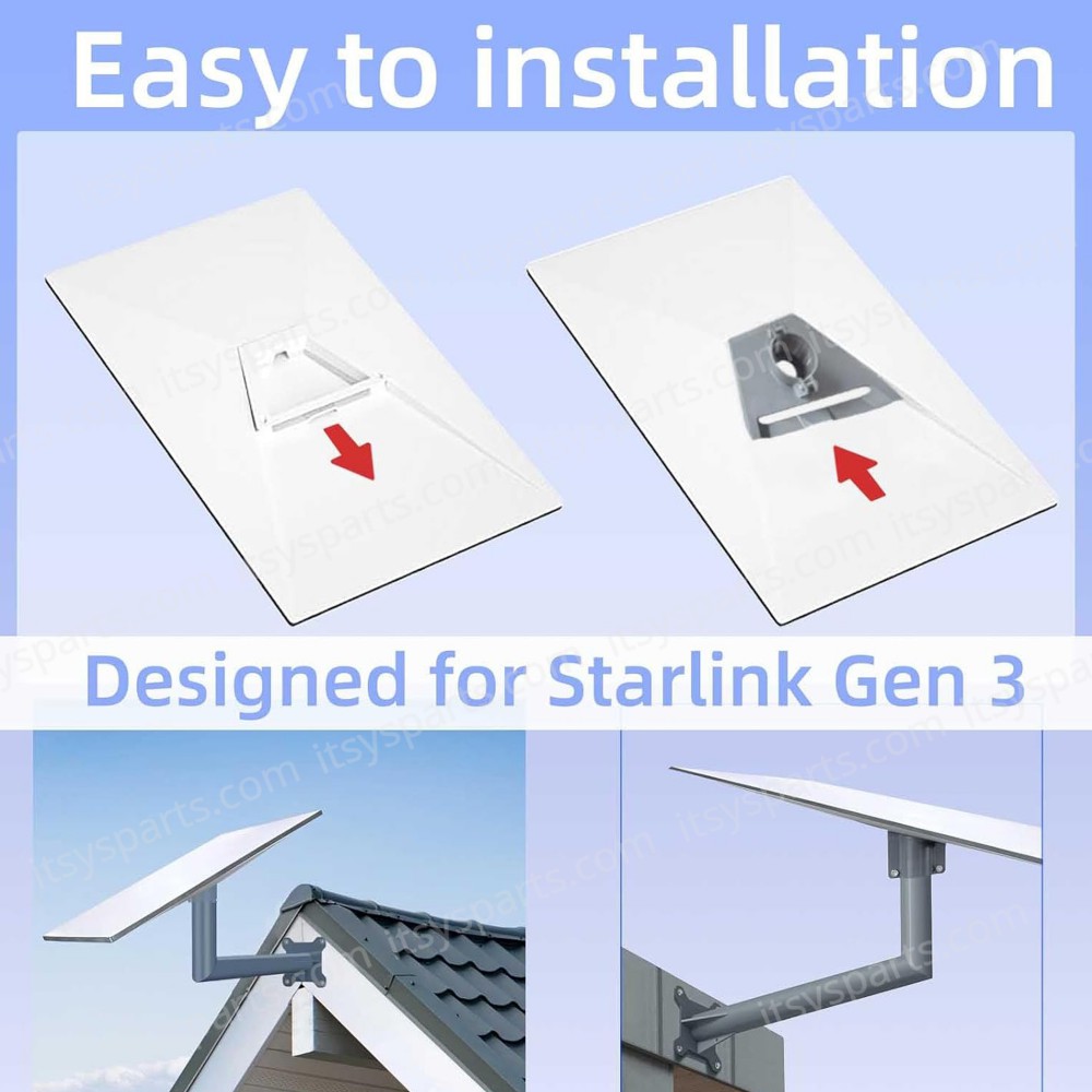 Long Pole Mount Adapter Mounting Kit Compatible with Starlink Standard Dish V3 Kickstand Dishy Wall Mount Gray ( SKU.1-PER0039 )