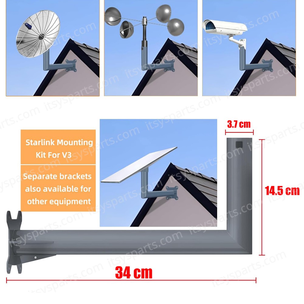 Long Pole Mount Adapter Mounting Kit Compatible with Starlink Standard Dish V3 Kickstand Dishy Wall Mount White ( SKU.1-PER0040 )