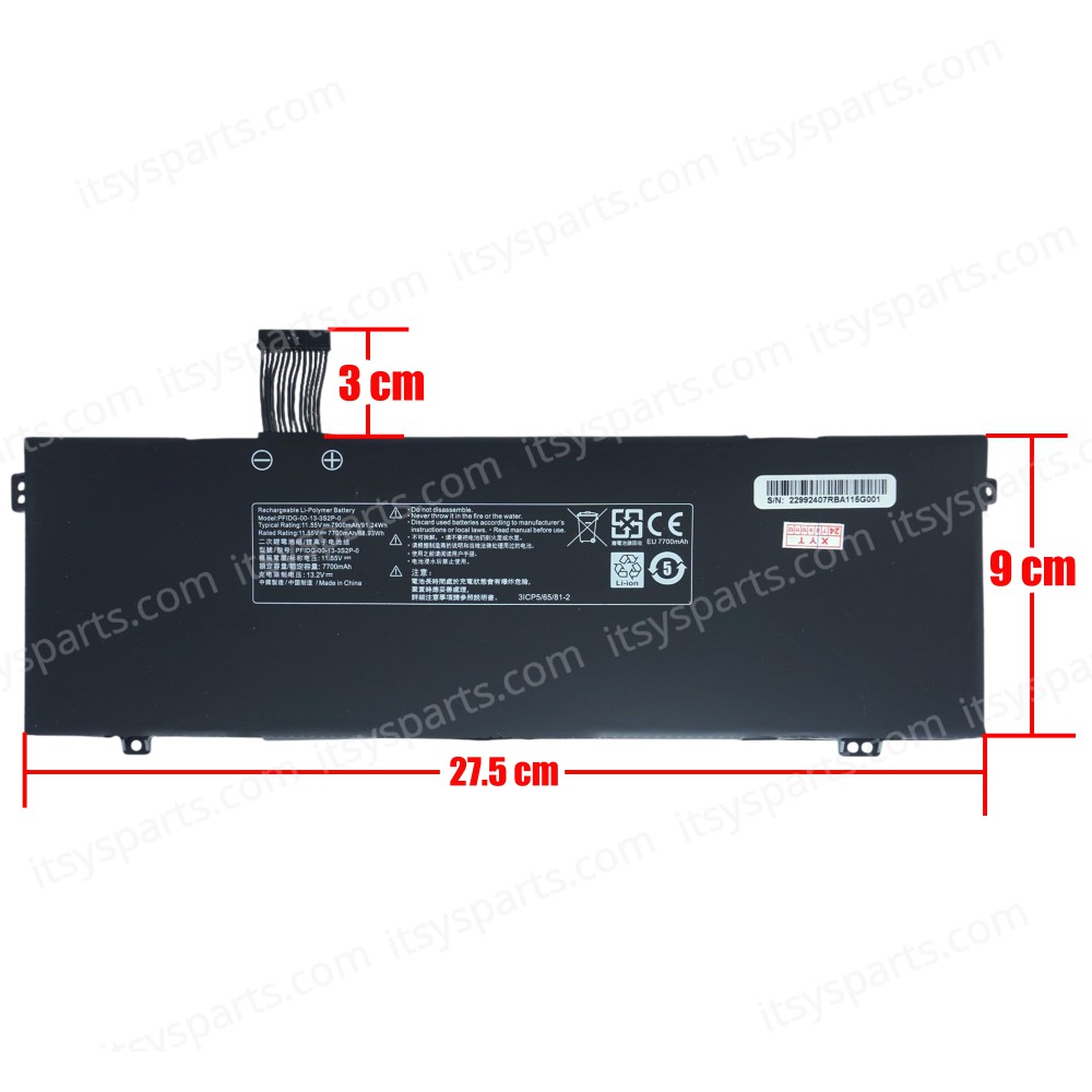 Laptop Battery for Eluktronics MAX-17 Schenker S1 Plus VIA 15 Medion Erazer Beast X10 Uniwill GM7AG8P Slimbook Pro X 15 PF5MRFG PFIDG-00-13-3S2P-0 11.55V 91.24Wh 7900mAh with cable 13pins ( SKU.1-BAT0818 )