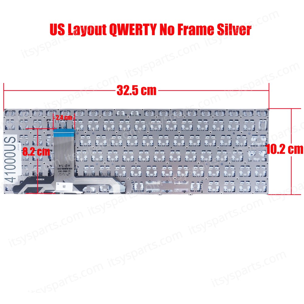 Laptop Keyboard for Asus Vivobook 15 X1502 X1502VA X1502ZA X1503 X1504 X1504ZA 90NB0ZB1-R30US0 0KNB0-512JLA00 0KN1-HD3LA13 9Z.NLHSU.41E US No Frame Silver ( SKU.41000US )