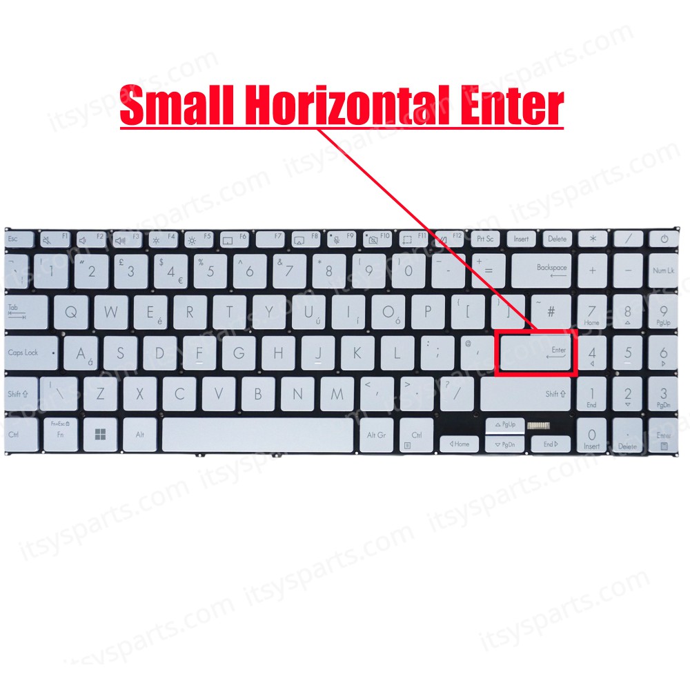 Laptop Keyboard for Asus Vivobook 15 X1502 X1502VA X1502ZA X1503 X1504 X1504ZA 90NB0ZB1-R30US0 0KNB0-512JLA00 0KN1-HD3LA13 9Z.NLHSU.41E US No Frame Silver ( SKU.41000US )