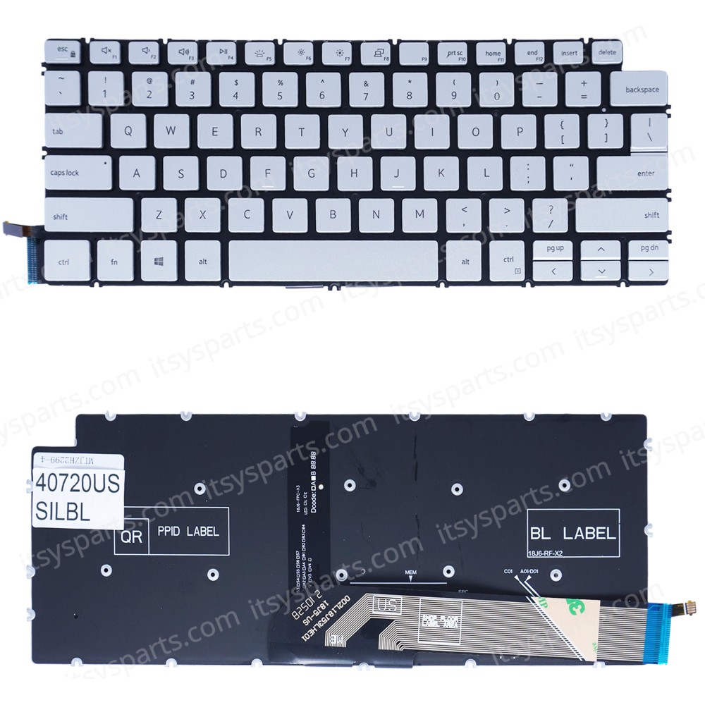Laptop Keyboard for Dell Inspiron 14 7490 7391 2-in-1 13 5490 5493 5494 5498 0XKGG 2RVRV 02RVRV 02PYG9 2PYG9 PK132KD1A01 US No Frame Backlight Silver ( SKU.40720USSILBL )