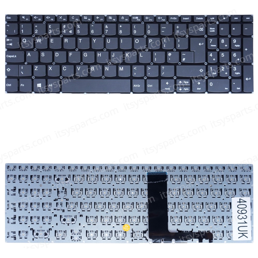 Laptop Keyboard for Lenovo IdeaPad S340-15IWL 81N8 S340-15IML 81NA S340-15API 81NC S340-15IIL 81VW 81WL 5CB0S18759 5CB0S18768 5CB0S18797 UK No Frame Gray ( SKU.40931UK )