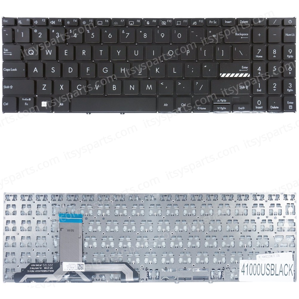 Laptop Keyboard for Asus Vivobook 15 X1502 X1502VA X1502ZA X1503 X1504 X1504ZA 90NB0ZB1-R30US0 0KNB0-512JLA00 0KN1-HD3LA13 9Z.NLHSU.41E US No Frame Black ( SKU.41000USBLACK )