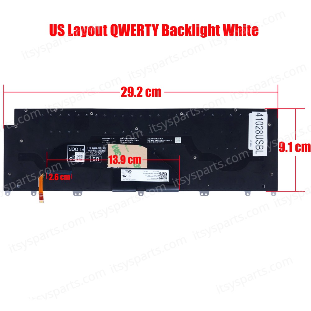 Laptop Keyboard for Dell XPS 13 Plus 9320 13-9320 9340 13-9340 J0J3C 0J0J3C 086YG6 86YG6 0M6VRM M6VRM 0G4KWX G4KWX US Backlight White ( SKU.41028USBL )
