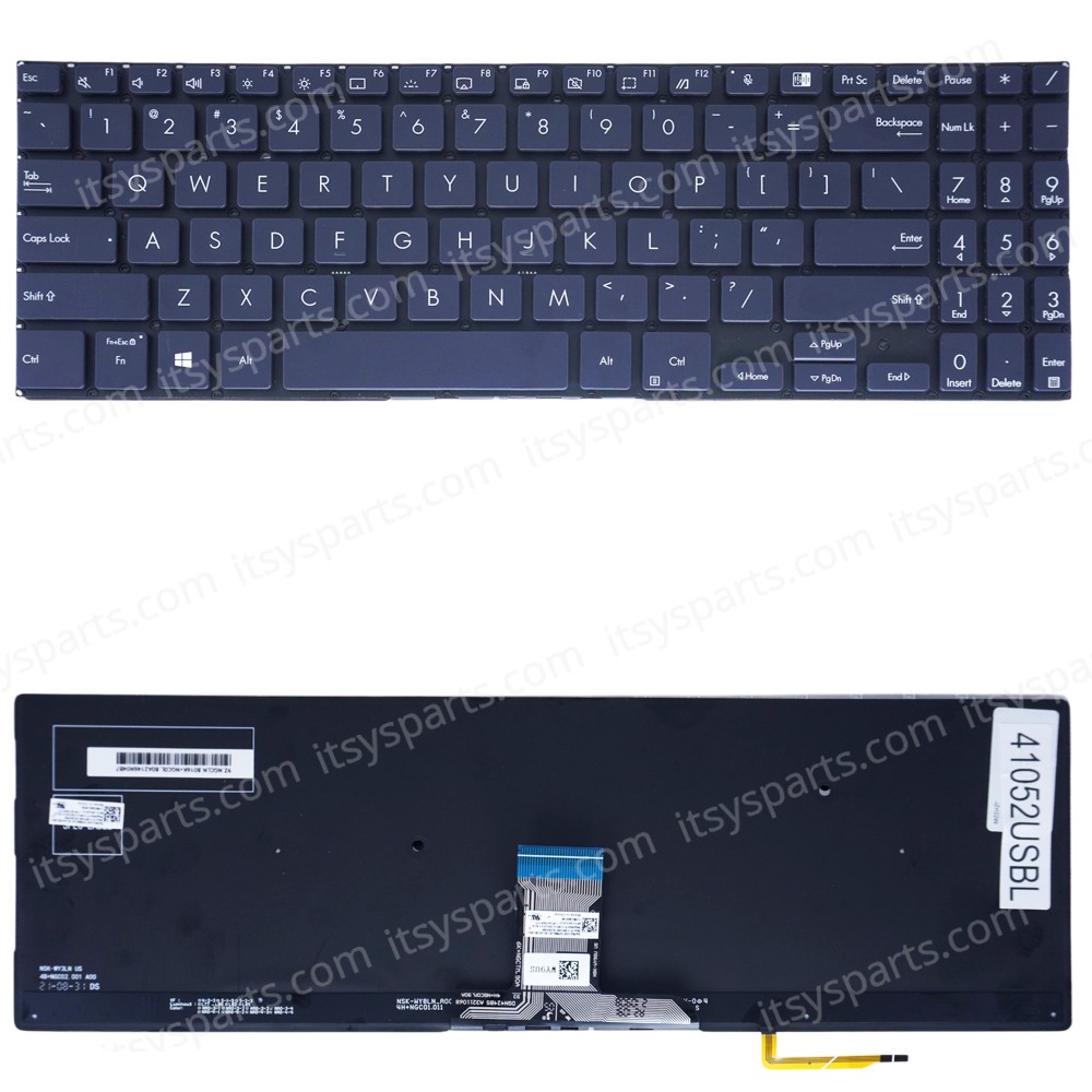 Laptop Keyboard for Asus ExpertBook B1 B1500 B1-B1500 B1500CEAE B1500CEAE-BQ1865R B1500CEAE-UI51C0X 0KN1-DH1US13 NSK-WY8BU US No Frame Backlight Black ( SKU.41052USBL )