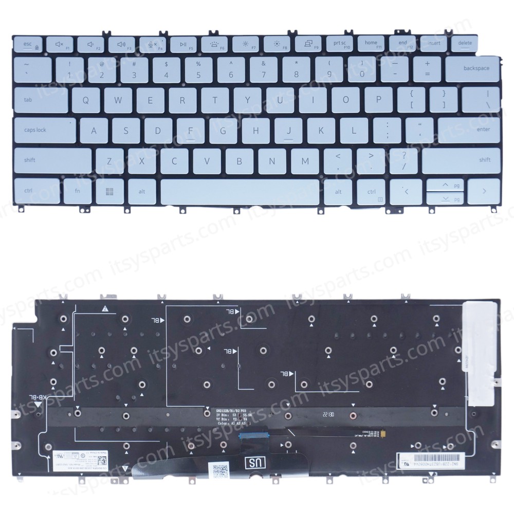 Laptop Keyboard for Dell XPS 13 9315 1RTVF 01RTVF DGNXW 0DGNXW PK133Q73A01 PK133Q71A00 SG.B1600-XUA 22102900491 SN2122B US No Frame Backlight Ice Blue ( SKU.41053USBLBLUE )