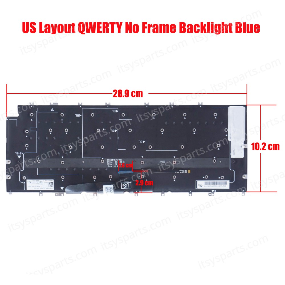 Laptop Keyboard for Dell XPS 13 9315 1RTVF 01RTVF DGNXW 0DGNXW PK133Q73A01 PK133Q71A00 SG.B1600-XUA 22102900491 SN2122B US No Frame Backlight Ice Blue ( SKU.41053USBLBLUE )