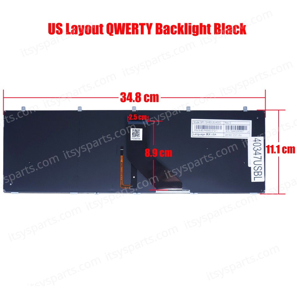 Laptop Keyboard for Clevo W350 W370 W370ET W370ST Hasee K760E K650C K660E K590S K660E-I7 D1 6-80-W3700-012-1 MP-12A36SU-430 MP-12A36SU-43072 US Backlight Black ( SKU.40347USBL )