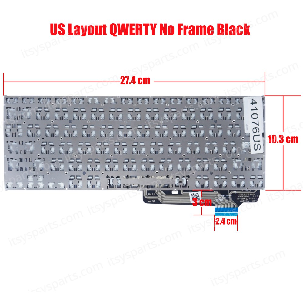 Laptop Keyboard for Asus VivoBook 13 Slate OLED T3300 T3300K T3300KA T3300KAL 0KNB1-4020US00 0KNB1-4091US00 US No Frame Black ( SKU.41076US )