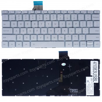 Laptop Keyboard for Xiaomi Mi AIR 12 12.5" 161201-01 TM1607 MK10000005661 6037B0127601 9Z.ND6BV.001 NSK-Y10BV 01 US No Frame Backlight Silver ( SKU.41083USBL )