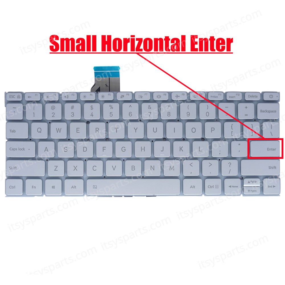 Laptop Keyboard for Xiaomi Mi AIR 12 12.5" 161201-01 TM1607 MK10000005661 6037B0127601 9Z.ND6BV.001 NSK-Y10BV 01 US No Frame Backlight Silver ( SKU.41083USBL )