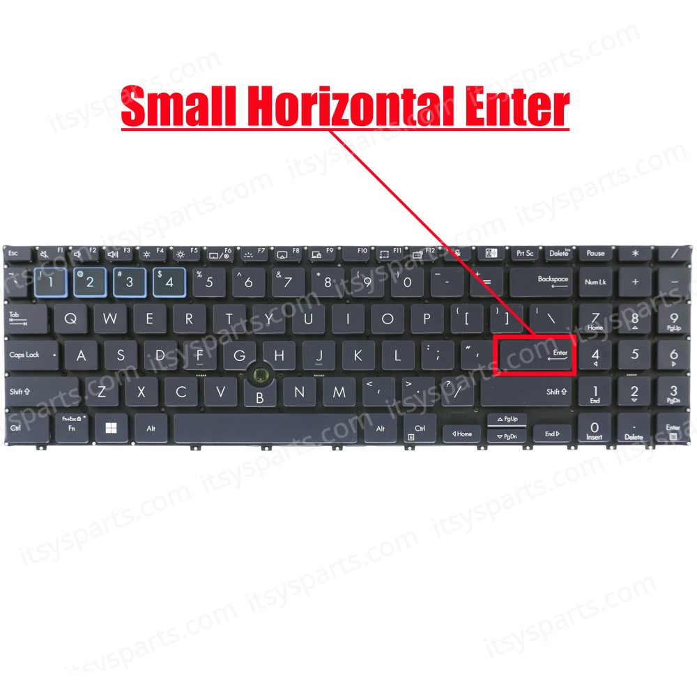 Laptop Keyboard for Asus ExpertBook B2502 B2502C B2502CBA B2502CBA-KJ0460X B2502FBA B2502FVA NSK-UA91BU 01 NSK-UAA2SU 9Z.NKYBU.101 US No Frame Backlit Pointer Black ( SKU.41090USBL )