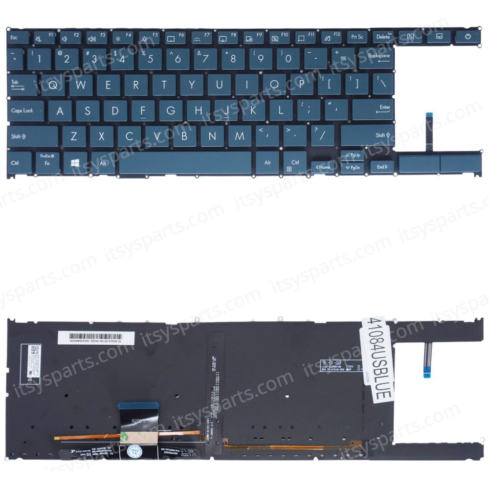 Laptop Keyboard for Asus Zenbook Duo 14 UX481 UX481FA UX481FAY UX481FL UX481FLY 0KNB0-5622US00 0KN1-A31US13 9Z.NGQBU.001 US No Frame Dark Blue ( SKU.41084USBLUE )
